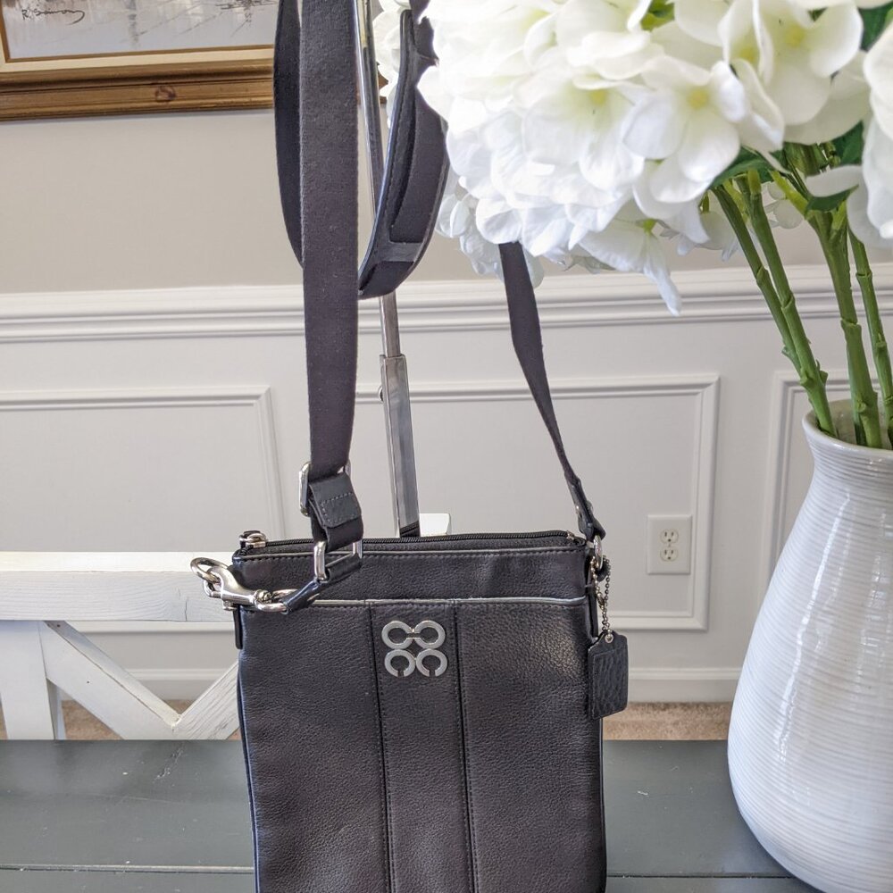 Coach Julia Chocolate Black Leather Crossbody Swingpack Bag 43805